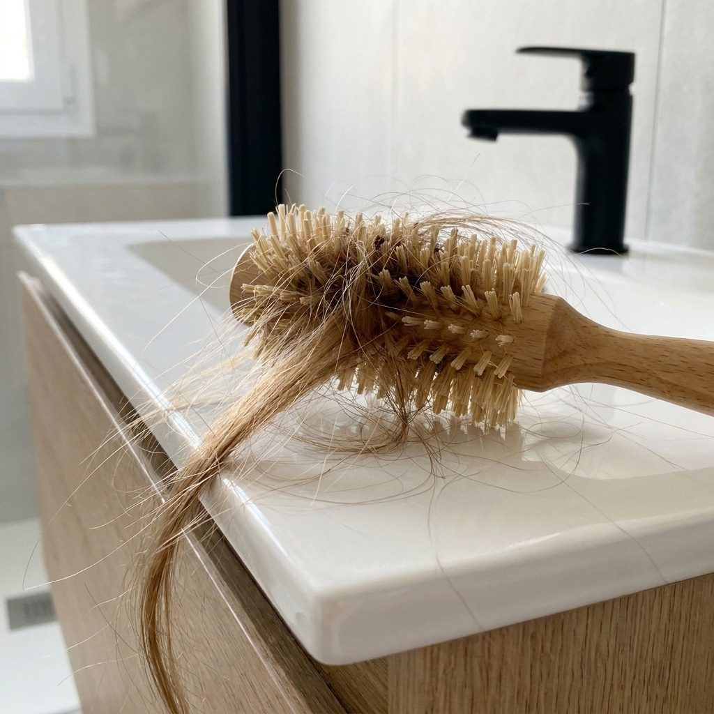 El cepillo lleno de pelo al peinarte
